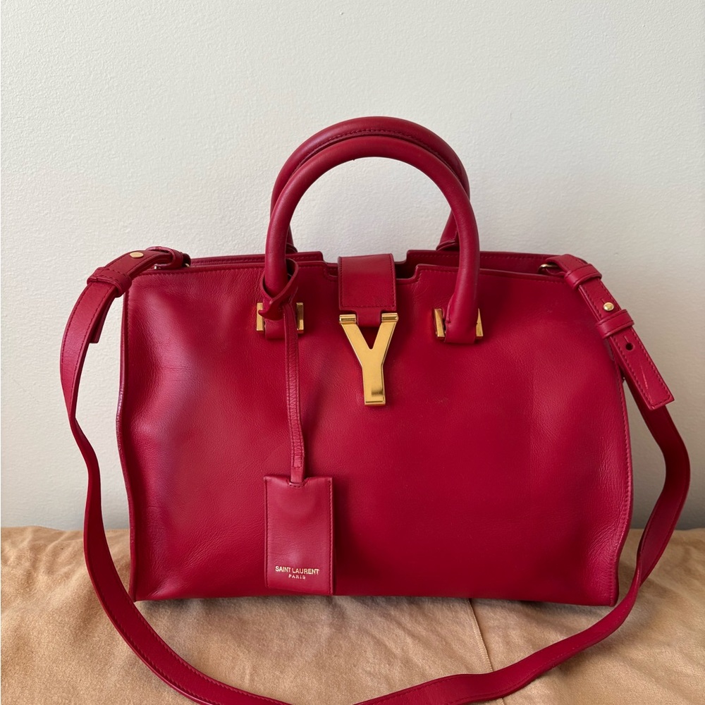 Saint Laurent Red Leather Small Tote Bag